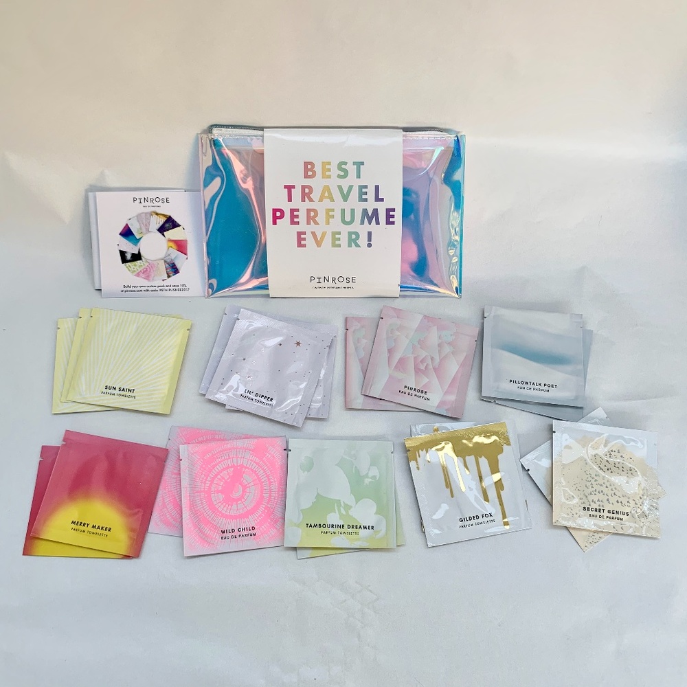 Pinrose 19 Scent Wipes in Holographic Zipper Bag